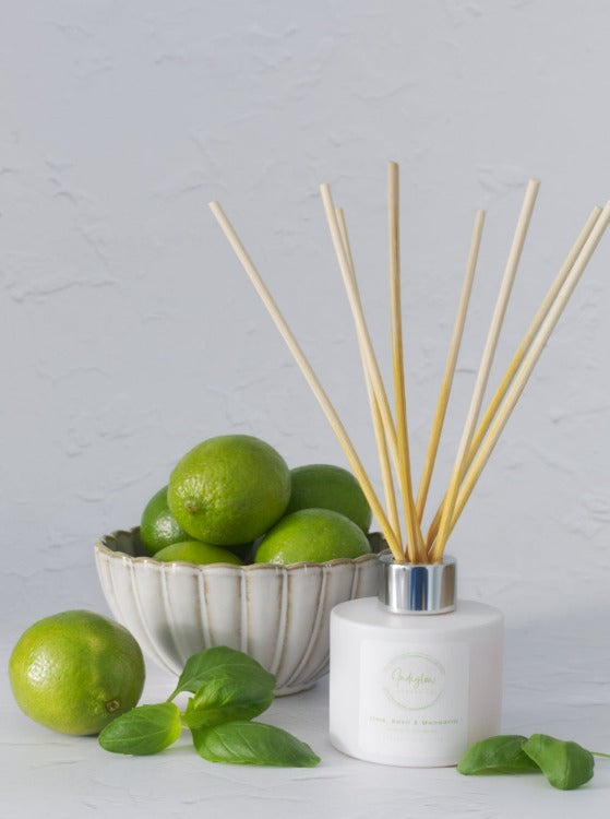 Lime, Basil & Mandarin Essential Oil Reed Diffuser, 110ml – Indiglow ...